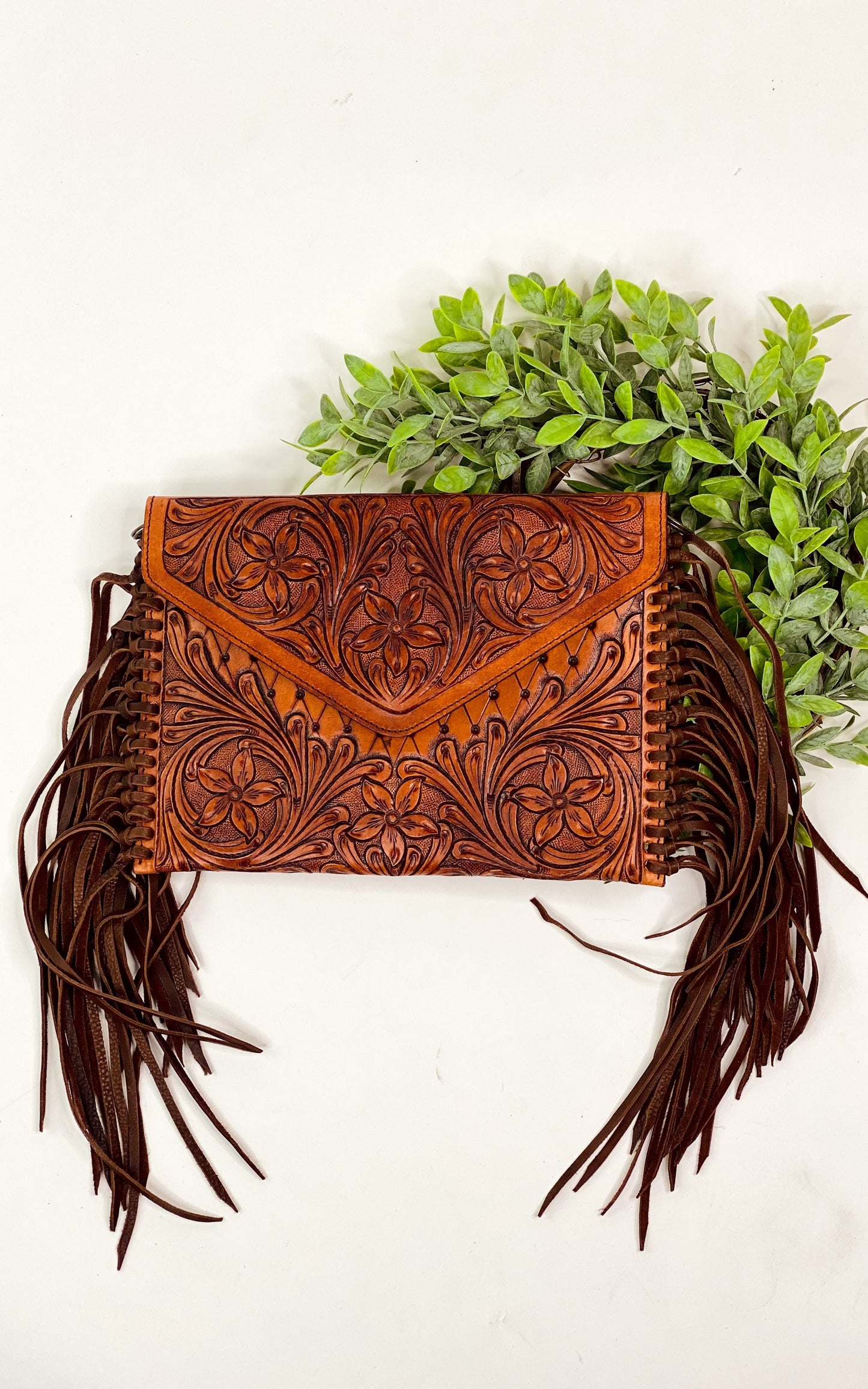Kyle Leather Tooled Clutch