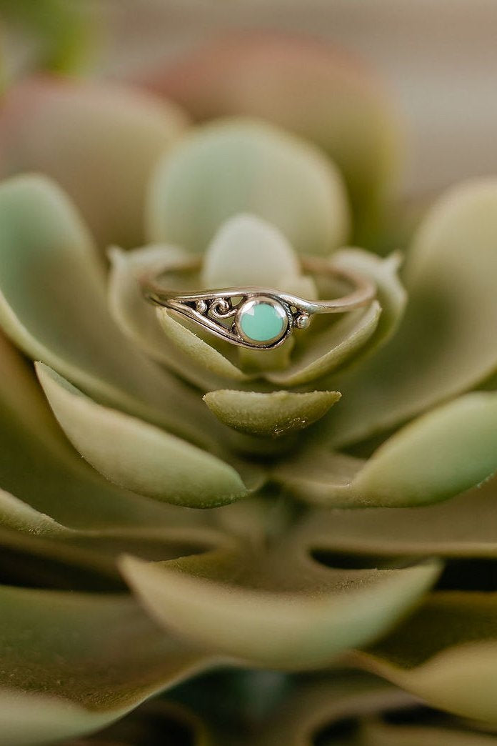 Scrolled Turquoise Stacker Ring