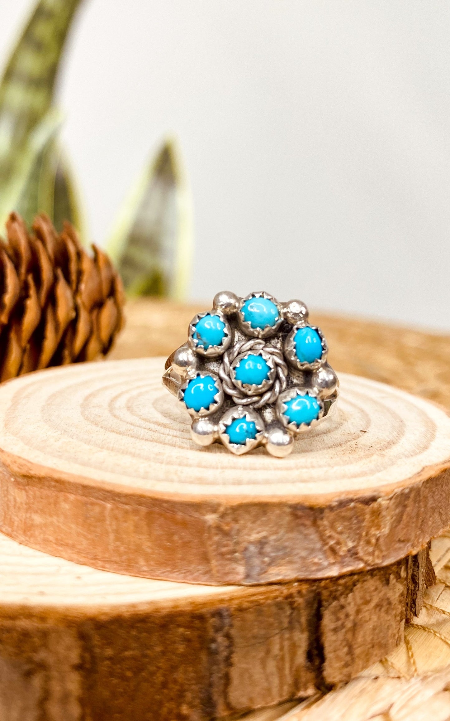 Kingman Turquoise Cluster Ring