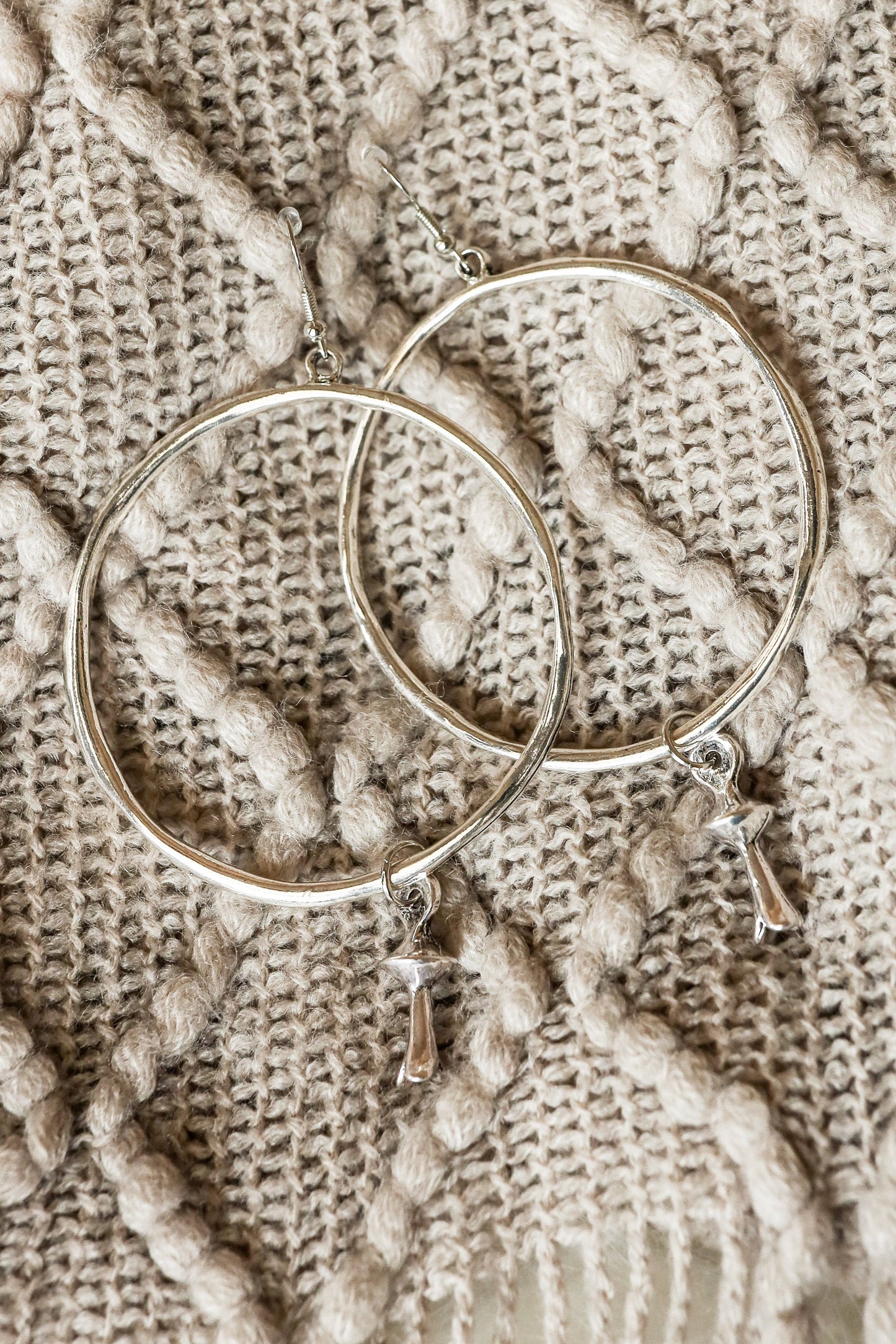 Silver Hoops with Blossom Accent